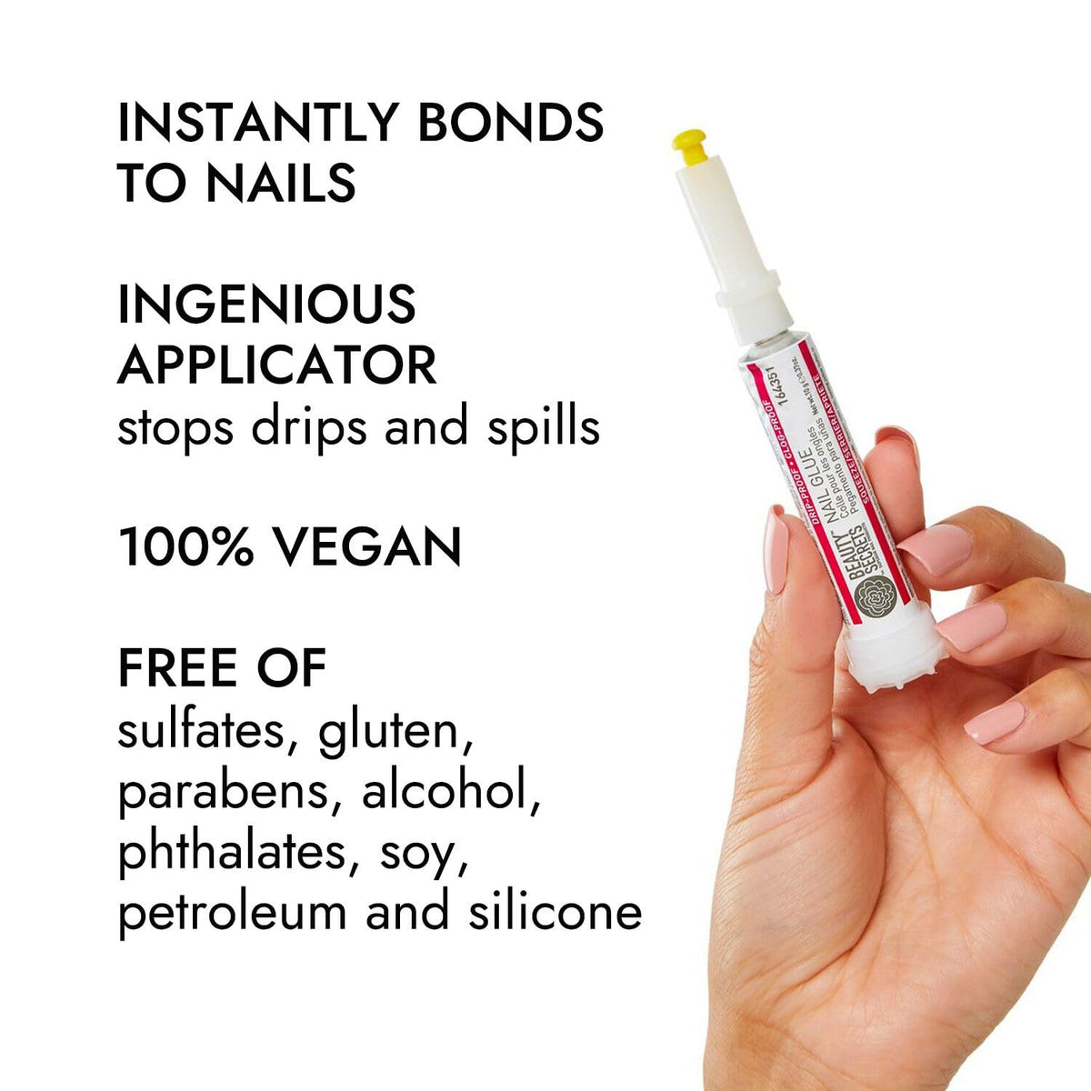 Beauty Secrets Drip & Clog Proof Nail Glue Bundled with Zebra Cushion Nail File Medium Coarse 180/100 Grit (2 Pack) by Beauty Secrets